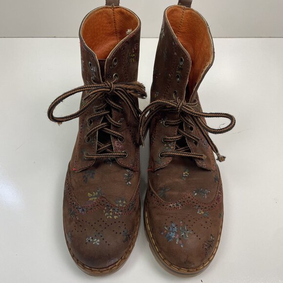 Roccia Women's Lace Up Combat Boots size 6.5 Italian Leather with Flowers EU 37 - Picture 11 of 16